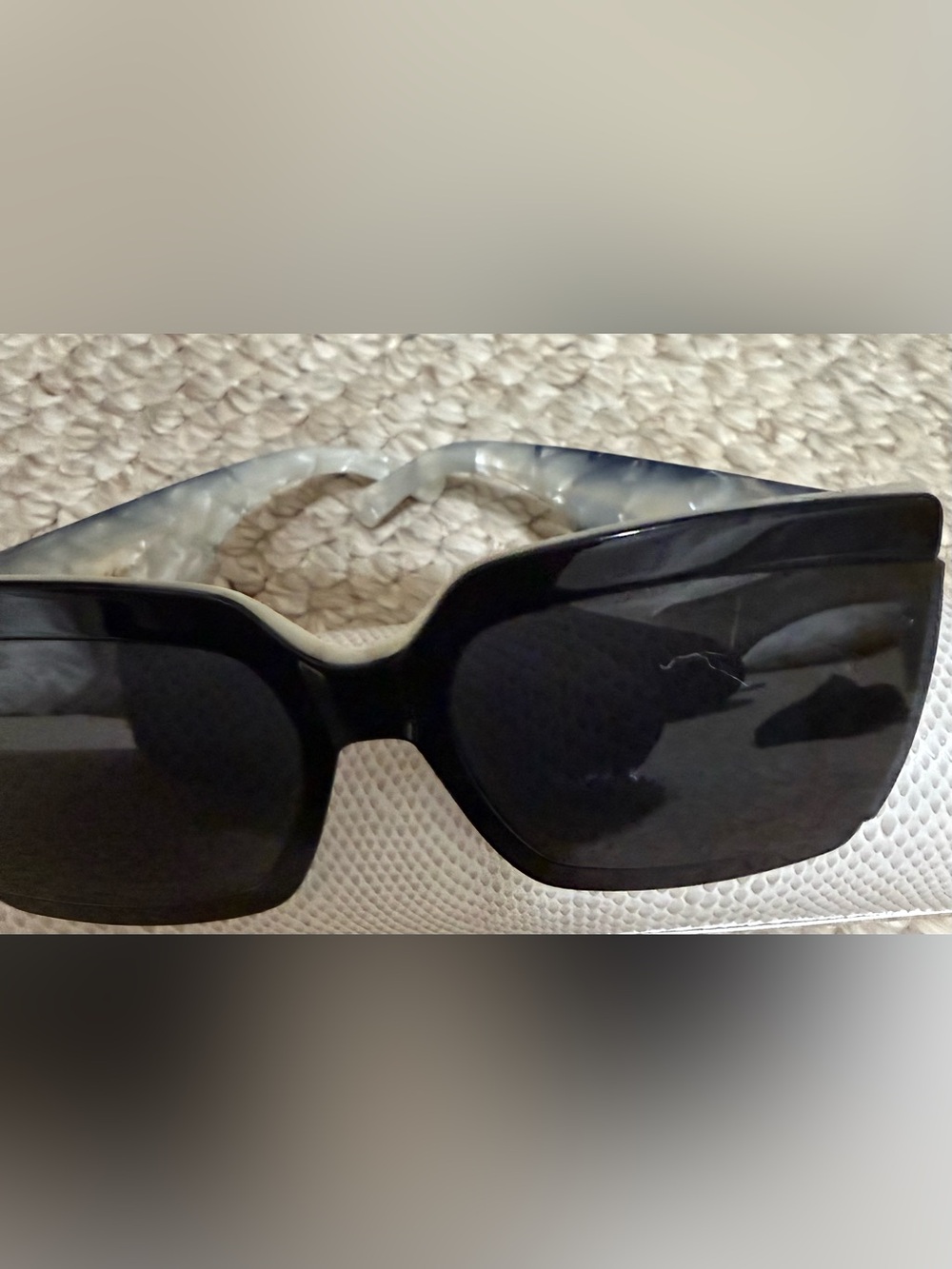 Jimmy Choo Black Sunglasses with Marble-Patterned Arms